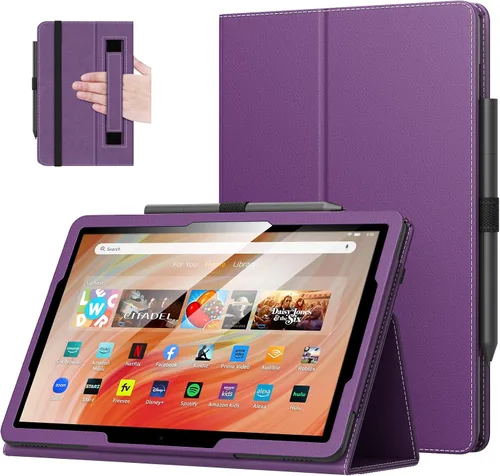 Miniatura 23 de MoKo - Funda para tablet Kindle Fire HD 10 y 10 Plus (11.ª generación, versión 2021), diseño delgado y plegable con función de encendido y apagado