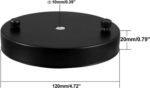 Miniatura 3 de uxcell Placa de luz de techo retro con base puntiaguda chasis disco colgante accesorios 4.724 inx0.787 in negro con tornillo 1.457 in distancia