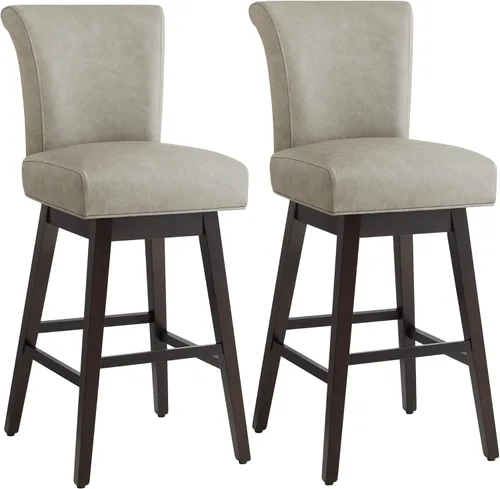 Miniatura 45 de CHITA Taburete giratorio de 26 pulgadas con altura de mostrador, taburete de bar tapizado moderno con respaldo certificado FSC de cuero sintético