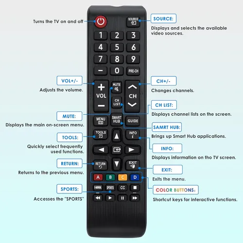Miniatura 5 de para Samsung-TV-Remote todos los televisores inteligentes Samsung LCD LED HDTV 3D por Angrox para televisores Samsung 1199F2
