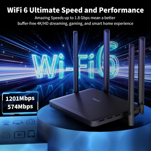 Miniatura 2 de DBIT AX1800 Router WiFi 6 Router de Internet inalámbrico de doble banda, velocidad inalámbrica (hasta 1.8 Gbps) con 4 puertos Gigabit Ethernet