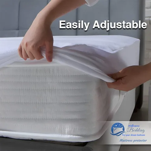 Miniatura 5 de Protector de colchón de mezcla de algodón turco que proporciona una superposición impermeable confiable y flexible, protección contra la humedad