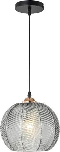 Miniatura 18 de Lámparas colgantes de esquina vintage para sala de estar, lámpara colgante de vidrio acanalado ámbar con cable enchufable, lámpara colgante bohemia