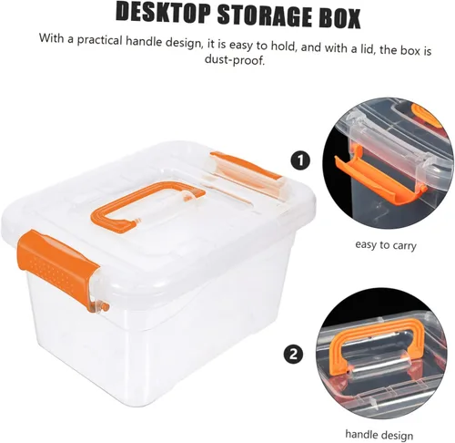 Miniatura 6 de Organizador de maquillaje para cajón, caja de 4 piezas, caja de almacenamiento portátil, contenedores de 16 cuartos de galón para organizar