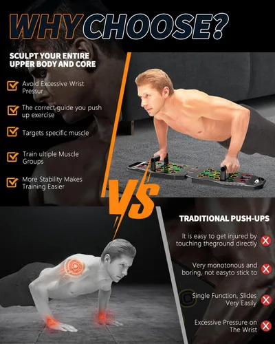 Miniatura 4 de BBTOPS Tabla Push Up, accesorios de fitness con bandas de resistencia Solo-Negro