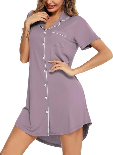 Miniatura 3 de Senert Nightgowns for Women ShortLong Sleeve Sleep Shirt Button Down Night Gowns Maternity Pajamas Nursing Dress Sleepwear