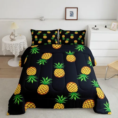Miniatura 38 de Feelyou Juego de edredón de sandía, tamaño individual, juego de ropa de cama de frutas frescas de verano para niños, decoración de frutas rojas, 1