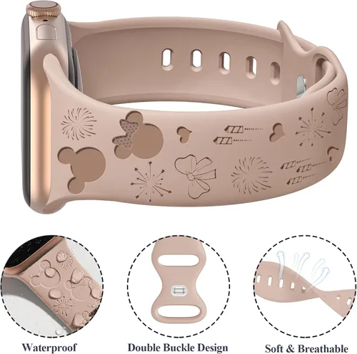 Miniatura 2 de 10 PAQUETE Bandas de silicona grabadas compatibles con Apple Watch de 40mm 38mm 41mm 42mm 44mm 45mm 46mm 49mm, correa deportiva de repuesto