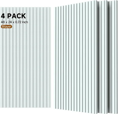 Miniatura 14 de Grandes paneles acústicos bicapa, juego de 4 paneles absorbentes de sonido, paneles a prueba de sonido de 120 cm x 60 cm x 1.8 cm para paredes