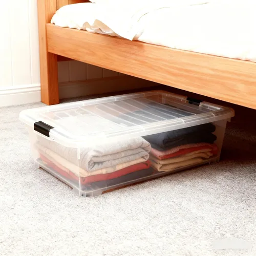 Miniatura 6 de Zopnny Contenedor organizador de plástico de 25 cuartos de galón para debajo de la cama, con tapas seguras y hebillas duraderas, transparente