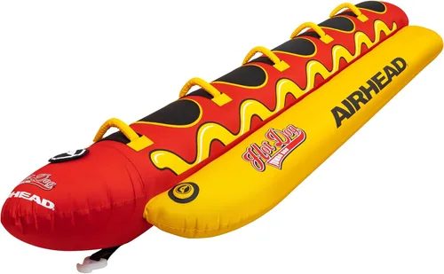 Miniatura 8 de Airhead Hot Dog Towable Tube for Boating, 1-5 Rider Inflatable Boat Tube for Water Tubing, Full Nylon Cover, EVA Padding, Foam Padded Handles