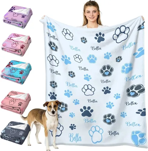 Miniatura 12 de Manta personalizada para perros con nombre – Manta personalizada para perros grandes, medianos y pequeños, manta suave y acogedora, regalo
