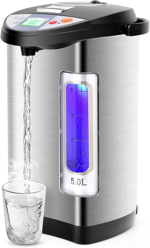 ARLIME Dispensador de agua caliente de 5 L, hervidor de agua eléctrico con dispensador de 3 vías, pantalla LCD y 5 ajustes de temperatura, caldera