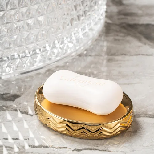 Miniatura 6 de Accesorios de baño dorados 3 piezas de accesorios de baño elegantes, dispensador de jabón dorado, bomba dispensadora de jabón, vaso y jabonera