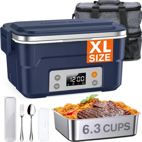 Miniatura 3 de EAST OAK XL 6.3-Cup Cordless Electric Lunch Box for Adults, Heated Lunch Box for Men with Scheduled Heating, Portable Car Food Warmer with Utensils