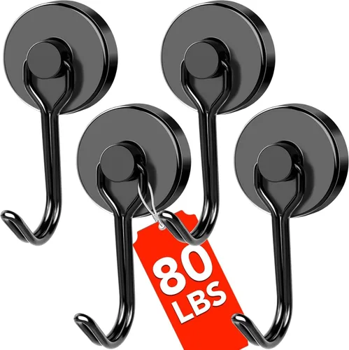 Miniatura 11 de DIYMAG - Ganchos magnéticos negros, imanes de 18 kg de alta resistencia, 2026, esenciales para cruceros, cabinas, con gancho de metal para colgar