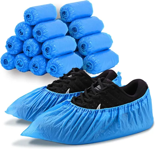 Fundas para zapatos desechables reciclables, paquete de 200 (100 pares) de 15.7 pulgadas, fundas higiénicas para zapatos y botas impermeables