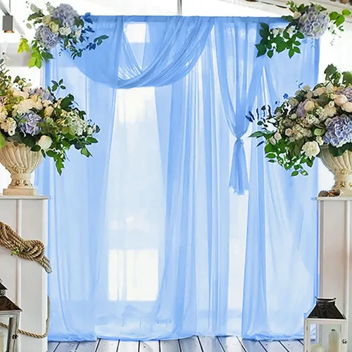 Miniatura 3 de FUHSY Tela de gasa para arco de boda de 20 pies, 1 panel, cortinas de telón de fondo transparente azul bebé para fiestas, bodas, cortinas de techo
