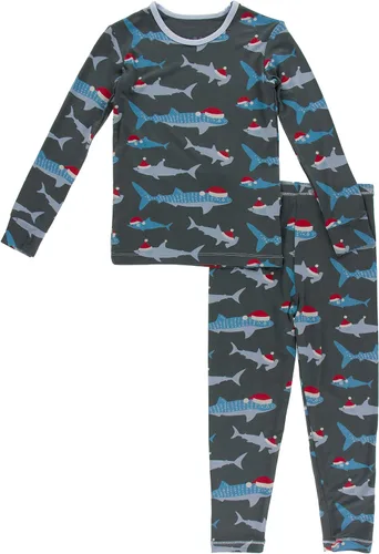 Miniatura 151 de KicKee Pants Conjunto de pijama de manga larga con estampado de piezas