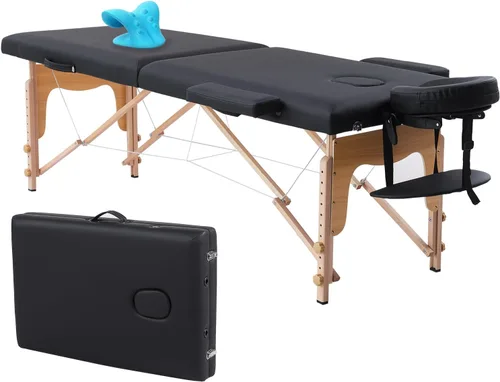 Miniatura 8 de VIRRMO Mesa de Masaje Portátil con Estirador de Cuello, Cama de Masaje Ligera de 84 Pulgadas, Cama Ajustable para Pestañas, Mesa de Tatuaje