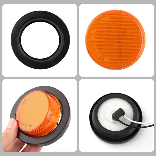 Miniatura 6 de Luces marcadoras LED redondas para remolque de 2.5 pulgadas, 8 ámbar + 8 rojas, luces marcadoras laterales de separación LED redondas de 2.5