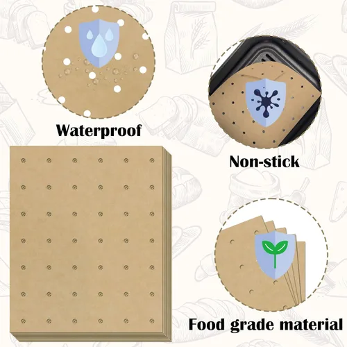 Miniatura 3 de 120 hojas de forros de papel pergamino para freidora de aire sin blanquear de 9 x 11 pulgadas, papel de hornear rectangular desechable antiadherente