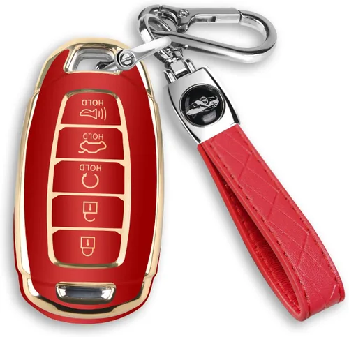 Miniatura 6 de MILD EAST Para Hyundai Palisade Elantra Key fob Cover Case con llavero Smart 5 Botón TPU Protector Keyless Remote Holder Azul