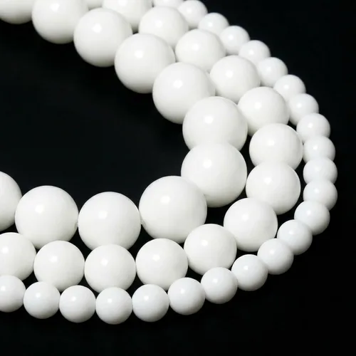 Miniatura 14 de 60 cuentas de turquesa de concha blanca, cuentas redondas sueltas de piedra natural de 0.236 pulgadas para hacer joyas, aretes, collares, Turquesa