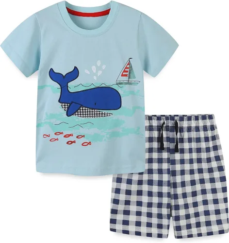 Conjunto de camiseta de manga corta y pantalones cortos para niños, conjunto de ropa de 2 piezas 2-7 años