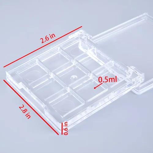 Miniatura 4 de 9 Wells - Caja de paleta de almacenamiento de pintura de plástico transparente, mini caja de paleta de pintura de viaje para pintura de acuarela