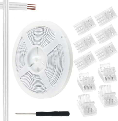 Miniatura 13 de RGBZONE Kit de conector LED de 3 pines de 0.394 in con cable de extensión de 3 pines de 32.8 pies y 10 piezas de tira LED de 3 pines para conectores