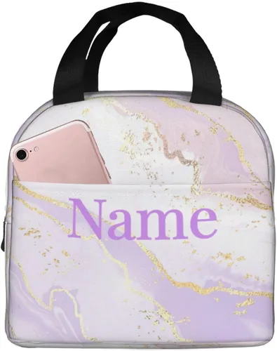 Miniatura 33 de Lonchera con diseño a cuadros azules aislada, bolsa térmica para almuerzo para adultos, niños, niñas, mujeres, oficina, trabajo, escuela, picnic