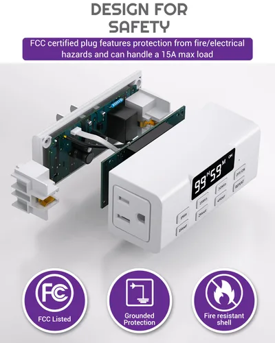 Miniatura 8 de NEARPOW - Temporizador de cuenta regresiva para interiores, temporizadores de apagado automático con pantalla grande, cuenta regresiva
