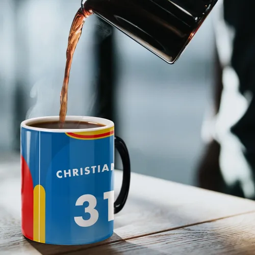 Miniatura 6 de Morphing Mugs Ted Lasso – AFC Richmond Jersey Design – Personalizar con nombre y número – Una taza de cerámica que cambia de color de 11 oz – Imagen