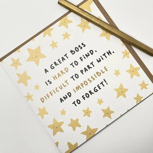 Miniatura 2 de Old English Co. - Tarjeta de despedida de estrellas divertidas para jefe – Tarjeta de despedida «Imposible de olvidar» para él o ella