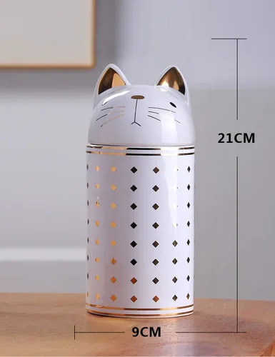 Miniatura 10 de HAUCOZE Tarro de galletas de gato decorativo para dulces con tapa, moderno recipiente de decoración de cocina, recipiente de cerámica para regalo