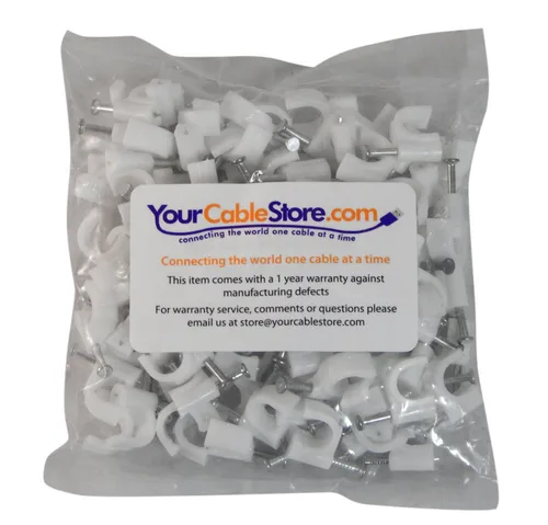Miniatura 4 de Your Cable Store Paquete de 100 clips de cable RG6 / 0.315 in blanco