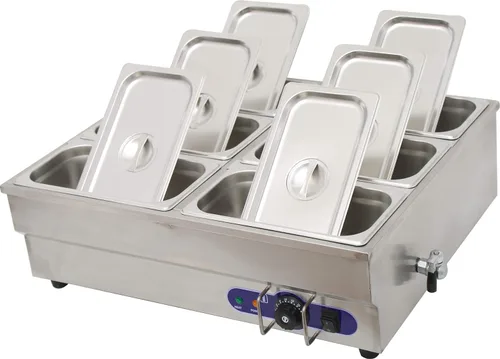 INTBUYING 1/3 GN 6 Pan eléctrico Comercial Alimentos Sopa Calentador de vapor Mesa Vapor 12x5.5x6inch Pan Calefactor de Alimentos Calientes para