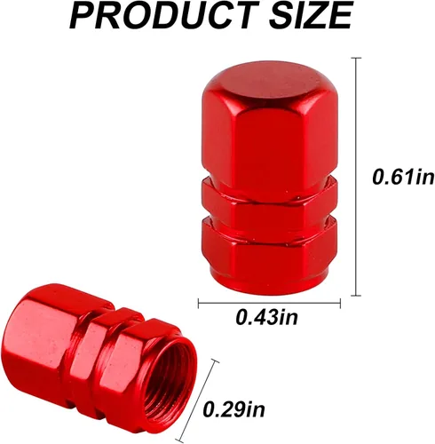 Miniatura 2 de Alpmosn Tapas de vástago de válvula de neumático de aluminio, cubiertas de válvula de rueda, tapa de neumático a prueba de polvo, accesorios Rojo