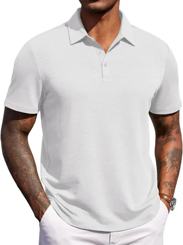 Miniatura 15 de COOFANDY Camisas polo de manga corta para hombre, estilo casual, de verano, cuello clásico, para golf