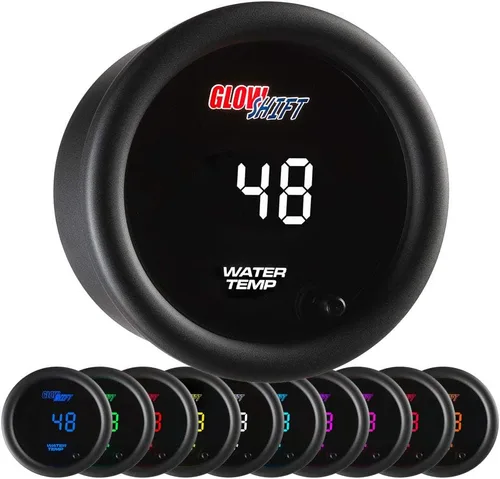 GlowShift Kit de medidor de temperatura de refrigerante de agua digital de 10 colores de 302.0 °F, incluye sensor electrónico, pantalla LED
