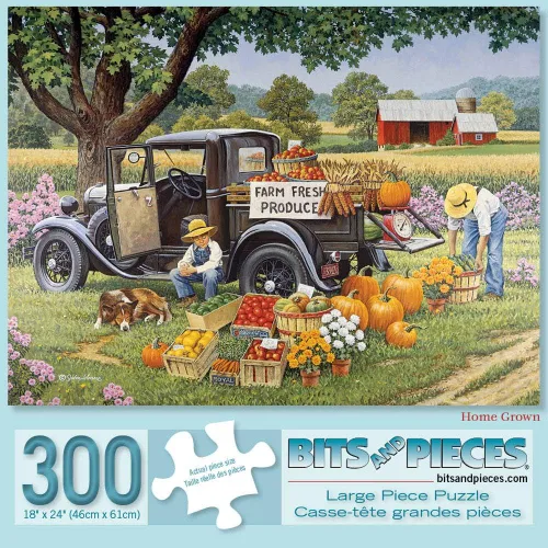 Miniatura 2 de Bits and Pieces – Rompecabezas de 300 piezas grandes para adultos – “Otoño en la granja” – por el artista John Sloane, Tamaño del rompecabezas