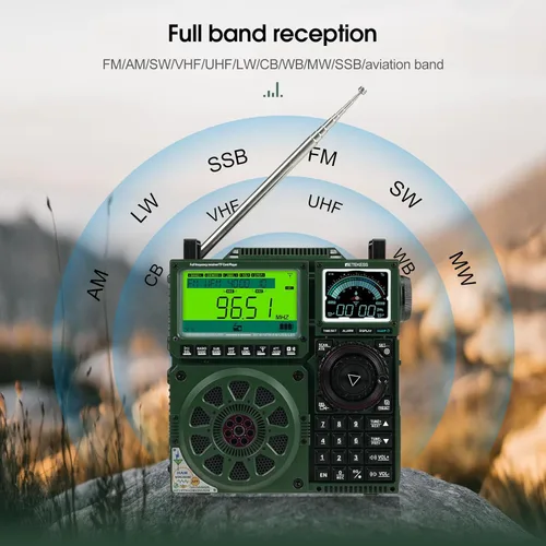Miniatura 2 de Retekess Receptor de radio de onda corta TR113, AM FM LW WB VHF UHF AIR CB Radio de banda completa con recepción SSB, 3 puertos de antena y antena
