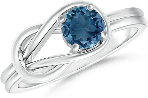 ANGARA Anillo solitario de topacio azul natural de Londres para mujeres, niñas en plata de ley tamaño 10 (grado AA tamaño-0.197 in) Regalo de