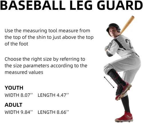 Miniatura 2 de Protector de pierna de bateador, espinilleras de béisbol, protector de piernas de sóftbol para jóvenes y adultos