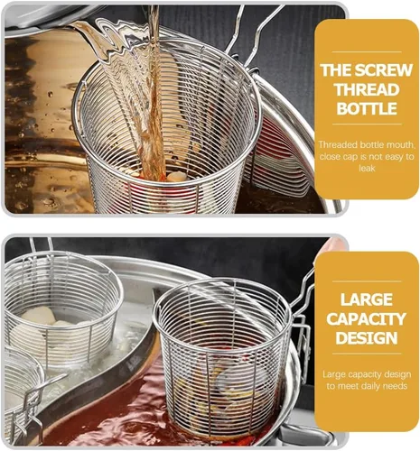 Miniatura 4 de BESTonZON Cuchara ranurada de acero inoxidable para fideos, colador de olla caliente de 5.6 pulgadas con asa para cocinar pasta, ramen y cocina