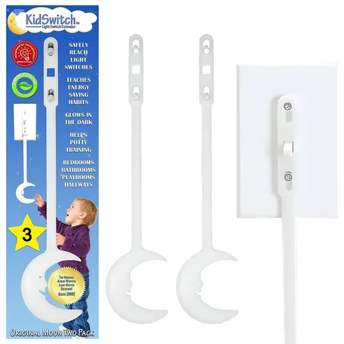 Miniatura 10 de Kidswitch Extensor de interruptor de luz para niños (paquete de 3, tema de dinosaurio) - Extensión de interruptor de palanca que brilla
