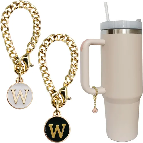 Miniatura 26 de Accesorios de dije de letra para vaso Stanley, 2 unidades, identificación con inicial de nombre, personalizable, para vaso Stanley