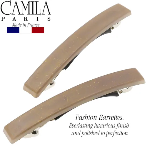 Miniatura 4 de Camila Paris CP3074 - Pinzas de pelo francés para niñas, juego de 2 pinzas de metal de goma beige, agarre fuerte, antideslizantes, accesorios