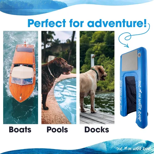 Miniatura 7 de Rampa de agua para perros para barco, muelle o piscina. Para perros de hasta 200 libras para salir fácilmente del agua. Flotable. Incluye bomba